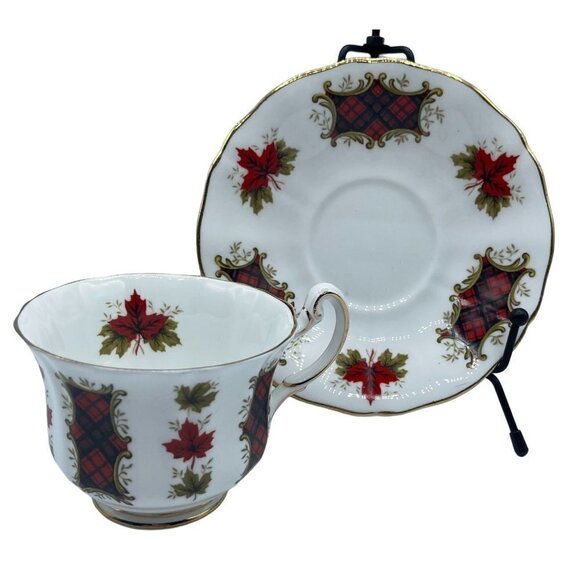 Royal Adderley English Bone China "Maple Leaf Tartan" Cup and Saucer - Picture 1 of 8